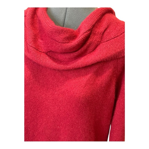 WHBM WOOL, CASHMERE & RABBIT HAIR LONG SLEEVE RED COWL SWEATER - Picture 5 of 9